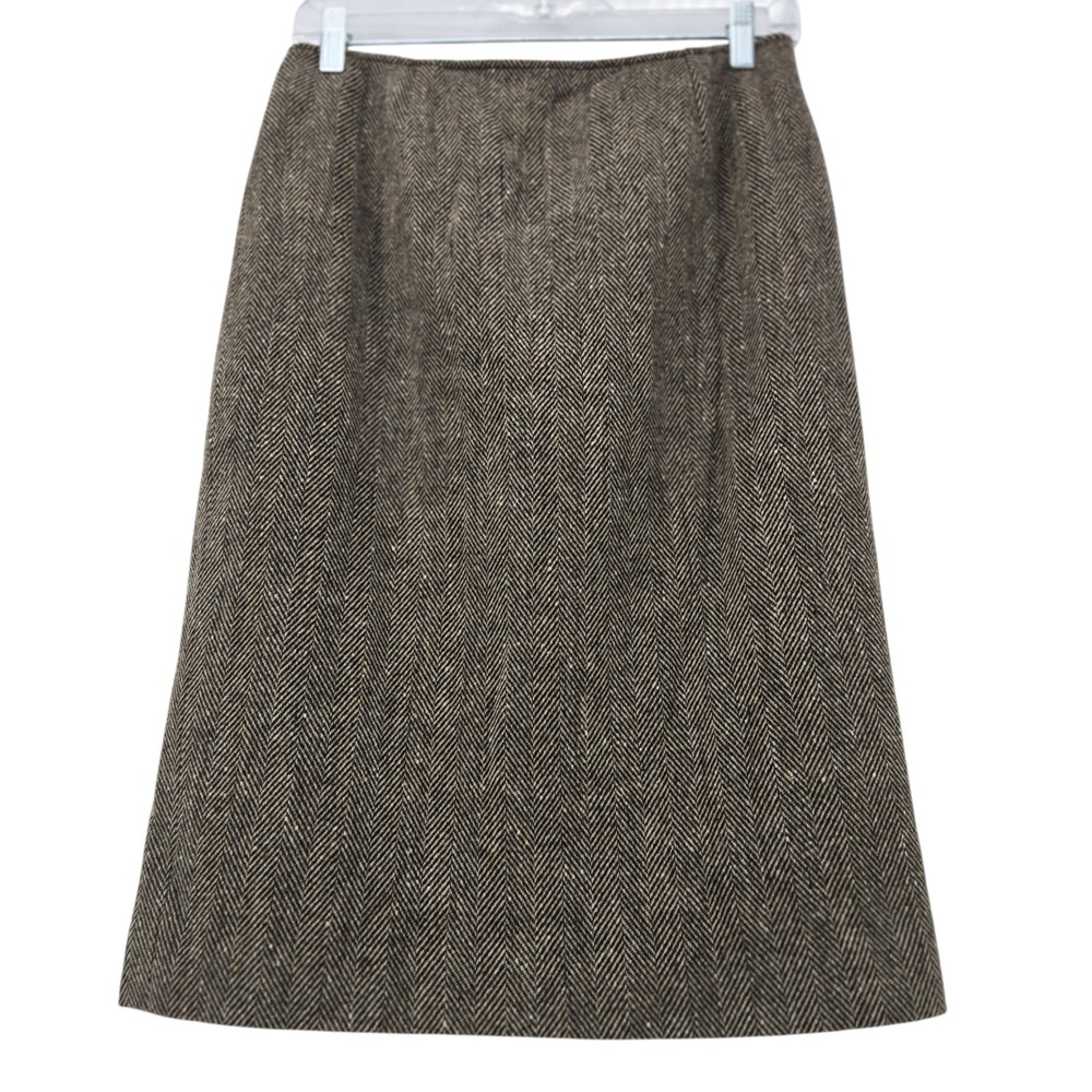 Sartoria D Bensussan Skirt Women 8 Herringbone Wool Cashmere Italy Designer $325